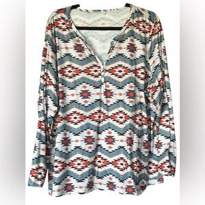 Aztec Patterned Women's Top - Multicolor